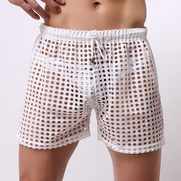 

casual shorts men's fashion style breathable shorts hollow mesh men's short pants, Black