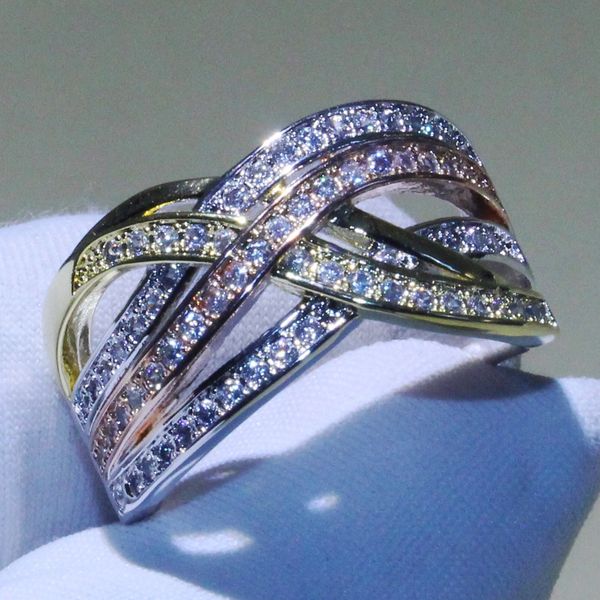 

victoria choucong brand new cross rings 925 sterling silver separate color white. z cz diamond eternity wedding band women rings gift, Slivery;golden