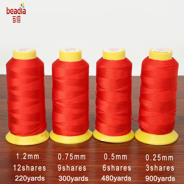 

red 0.25mm/0.5mm/0.75mm/1.2mm clothing cord thread silk nylon cord sewing thread for sewing machine diy craft supplies, Black;white