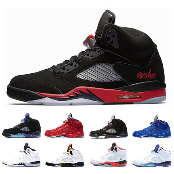

New arrival 5 5s Basketball Shoes Men OG Black Metallic white Grape Oreo 5s fire Red blue Suede White Cement bred sport Sneakers