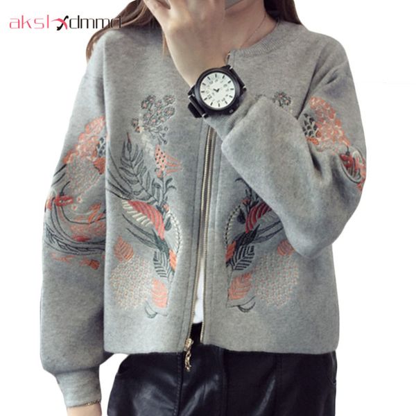 

akslxdmmd knitted sweater cardigan female 2017 autumn outerwear women's embroidered sweater cardigan coat knitwear lh395, White;black