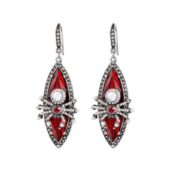 

uer alloy insect spider earrings classic red resin stone dangle earrings for women christmas party jewelry ed01647c, Silver