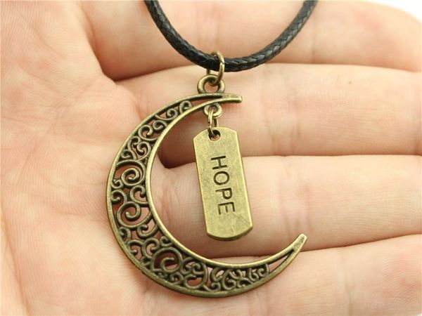 

wysiwyg 5 pieces leather chain necklaces pendants choker collar male necklace fashion hope tag 21x8mm n6-a11573-a12176, Golden;silver