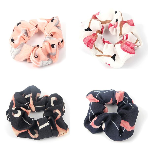 

flamingo women scrunchie cotton hair ties for women hair accessories girls elastic bands ponytail holder rope headwear