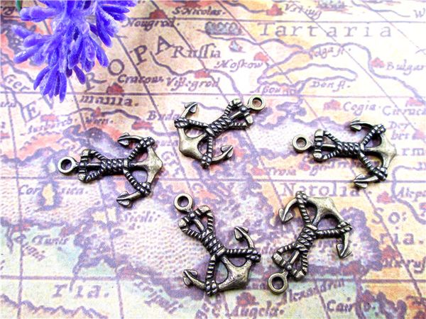 

75pcs--anchor charms, antique bronze anchor charm pendants 18x25mm, Bronze;silver