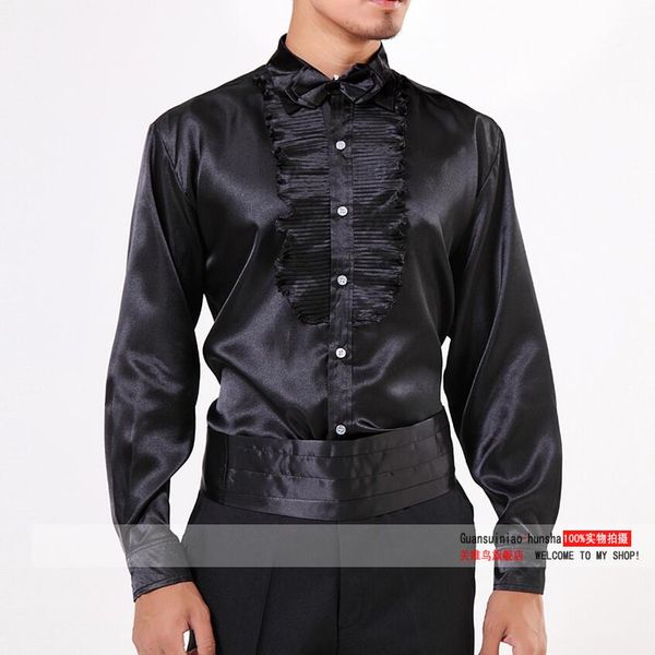 

black and white striped long-sleeved shirt stage performance clothing / s-2xl, White;black