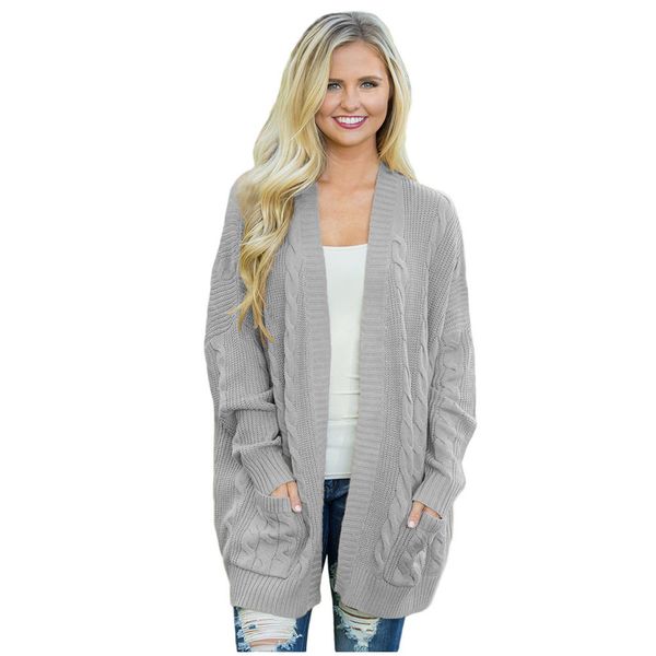 

2018 autumn winter thick fashion korean sweater solid pockets knitted cardigan casual long sleeve winter for women, White;black