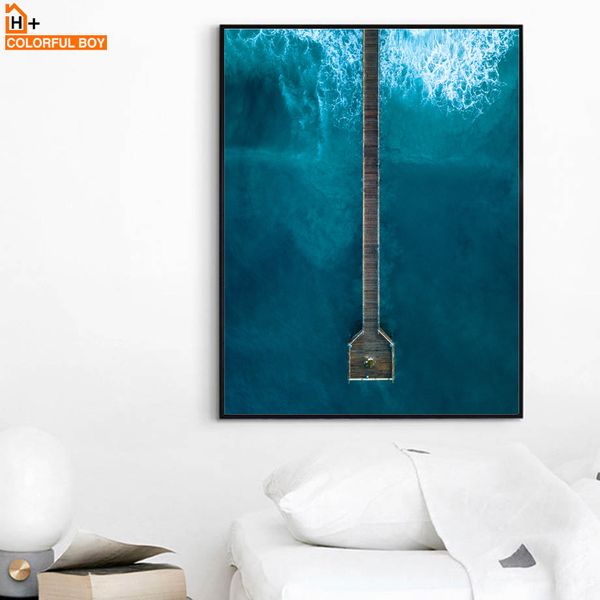 

colorfulboy wall art print sea bridge nordic landscape posters and prints canvas painting wall pictures for living room decor