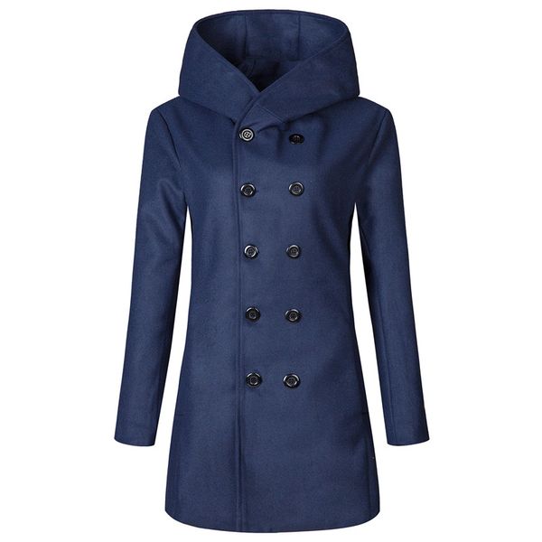 

trench coat men mid-length hoody clothes new arrival autumn winter 2018 hooded men's double-breasted trench coat windbreaker, Tan;black