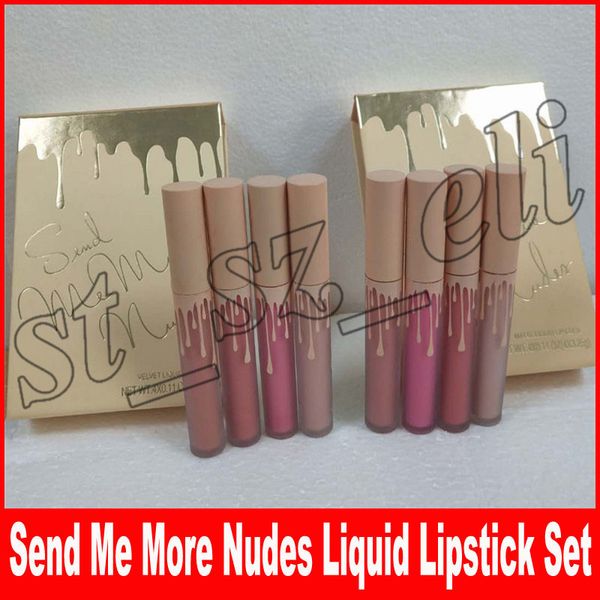 

Send Me More Nudes Matte Velvet Lipstick Set Bare Birthday Suit Commando and Naked 4pcs Velvet & Matte liquid lips makeup