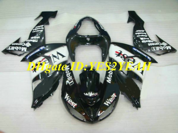 Hochwertiges Motorrad-Verkleidungsset für KAWASAKI Ninja ZX10R 06 07 ZX 10R 2006 2007 ABS WEST Weiß-Schwarz-Verkleidungsset + Geschenke KX08