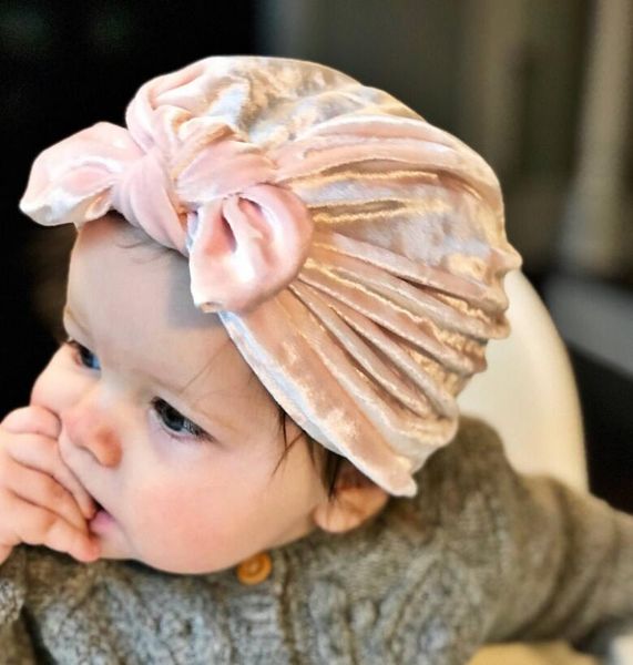Hiver chaud drôle lapin oreilles bébé chapeau doux peluche tissu enfants indien turban INS enfant en bas âge casquette mignon bébés nœud papillon chapeaux