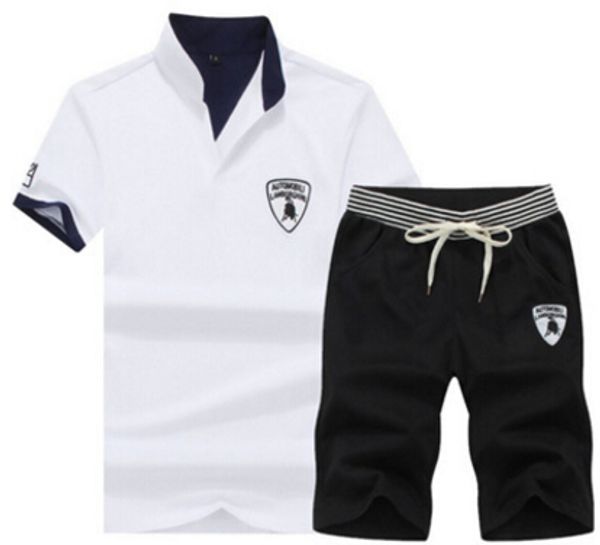 

summer men clothing sets sports athletic shirts casual shorts 2pcs tracksuits stand collar elastic waist, Gray