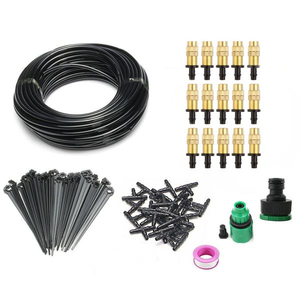 

15m distribution tubing watering drip kit garden outdoor patio home drip irrigation misting irrigation cooling system villa home