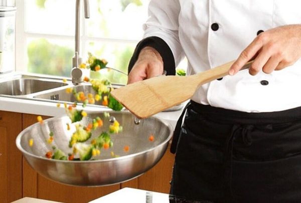 Besteck heiße natürliche Bambuswender mit langem Griff kleben nicht im Topf zum Kochen Braten Ei Steak Fisch Kochutensilien Küche KD1