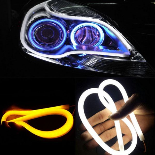 

2pc/lot 30cm 45cm 60cm drl flexible led tube strip daytime running lights turn signal angel eyes car styling white/yellow/blue