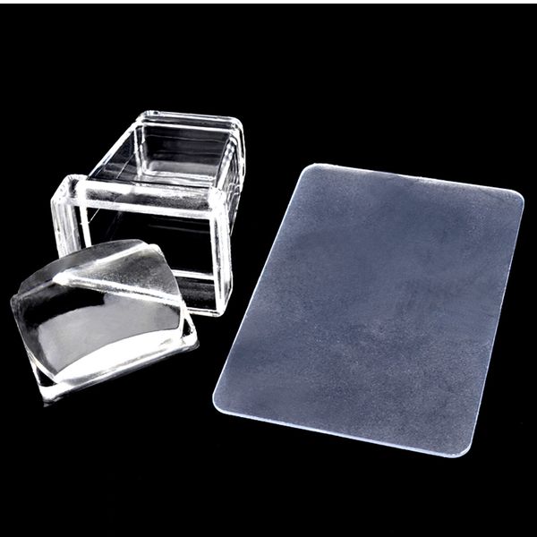 

new transparent silicone head nail art stamper scraper manicure polish stamping tools, White