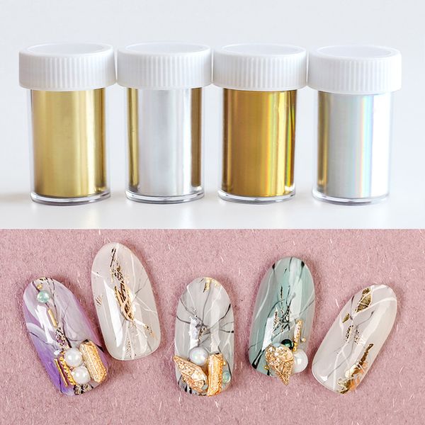 

4pcs/lot laser starry sky nail foils colorful nail art transfer stickers decal gel polish glitter beauty accessories tips, Black