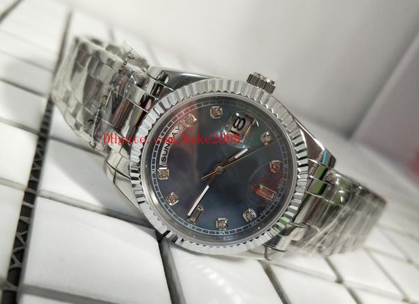 

luxury watch 36mm 118206 president day date mother of pearl platinum diamond 2813 mechanical movement mens watch watches, Slivery;brown