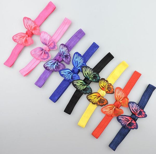 

ins baby girls stretchy hairbands hair accessories with 3d simulation butterfly hair bows flowers headbands hairband, Slivery;white