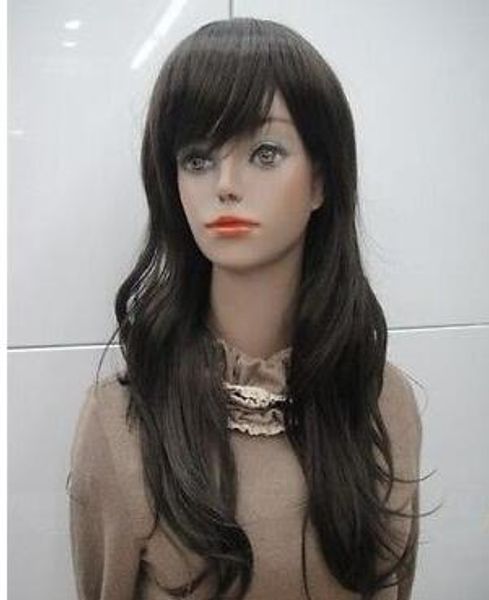 

fashion natural black long curly women's hair wig, Black;brown