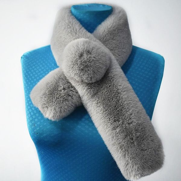 

2018women's fur scarf imitation fur warm fashion, Blue;gray
