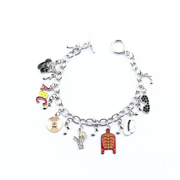 

michael jackson charm bracelet silver plated charm bracelet, Black