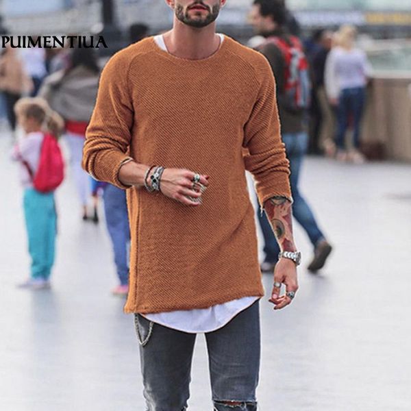 

puimentiua autumn winter solid men's sweater basic pullovers long sleeve o-neck jumper casual sweater knitted sueter hombre, White;black