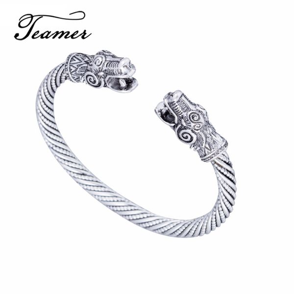 

teamer chinses dragon bracelets&bangle antique silver/ gold-color pagan punk bracelet jewelry halloween's day gift, Black