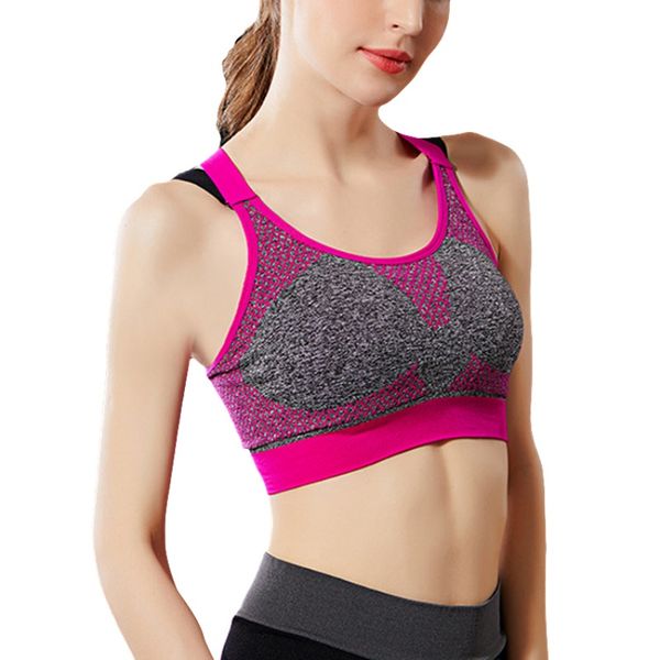 

breathable female sports bra cross strap push up high impact running bra for fitness yoga gym padded pro, White;black