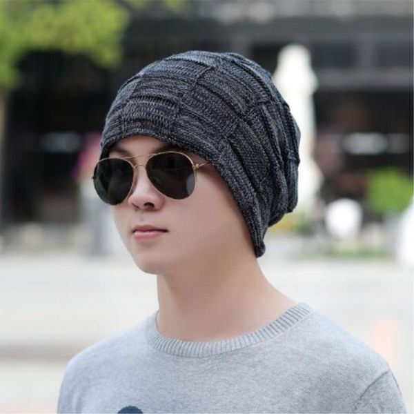 

seioum winter beanie cap boy beanies hats for men knitted wool hat bone skullies men casual bonnet warm plaid caps gorro masculi