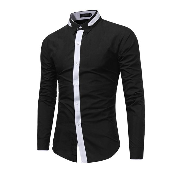 

brand 2017 fashion male shirt long-sleeves british business casual shirt mens dress shirts slim men xxxl, White;black