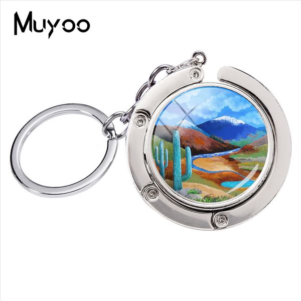 

new fashion the river of life glass round dome silver jewelry bag holder key chain handmade country scenes bag hanger keychain