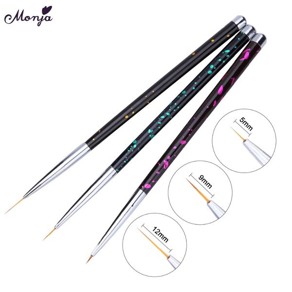 

monja 3pcs/set nail art french design flower liner lines stripes 3d image drawing pen brush manicure tool, Yellow