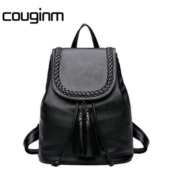 

couginm tassel women backpacfashion pu leather lady backpacfashion girls cute school bag sale