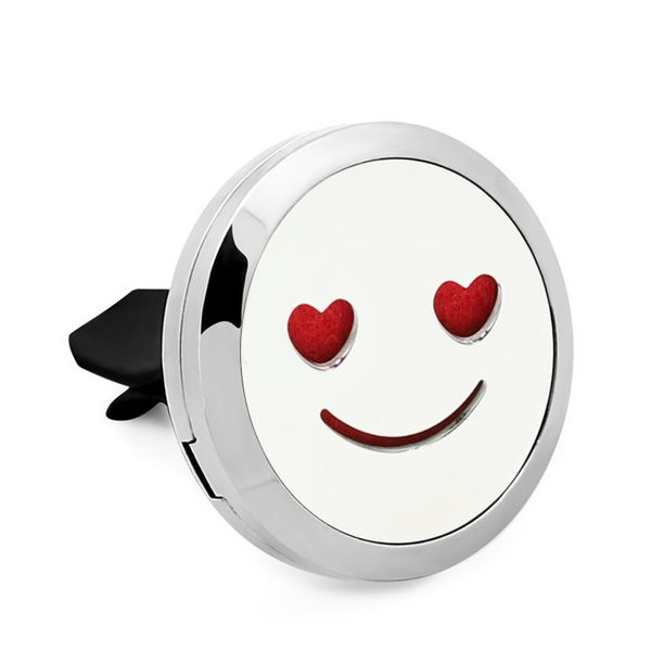 

smile cute face 30mm car perfume diffuser locket vent clip 316l stainless steel pendant car air freshener magnetic 10pcs felt pa7121006, Silver
