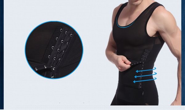 

Men Waist Trainers Girdle Reduce Fat Tummy Belly Buster Body Shaper Compression Vest Male Abdomen Slimming Belt Black White