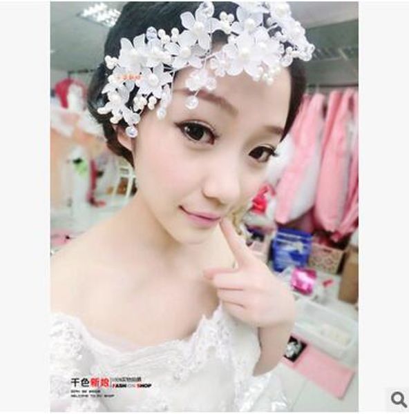 2019 Bridal Headwear Hand Frosted Petals Korean Short Hair