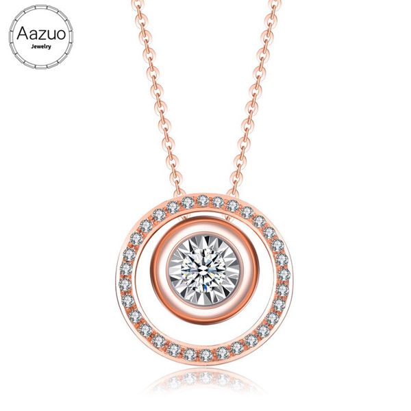 

aazuo 18k white gold(au750) real diamonds round pendent necklace with chain for women engagement wedding party gift au750, Silver