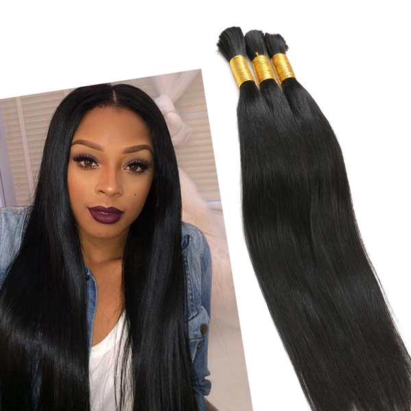 Human Hair Material For Braiding Peruvian Bulk Hair Extensions No