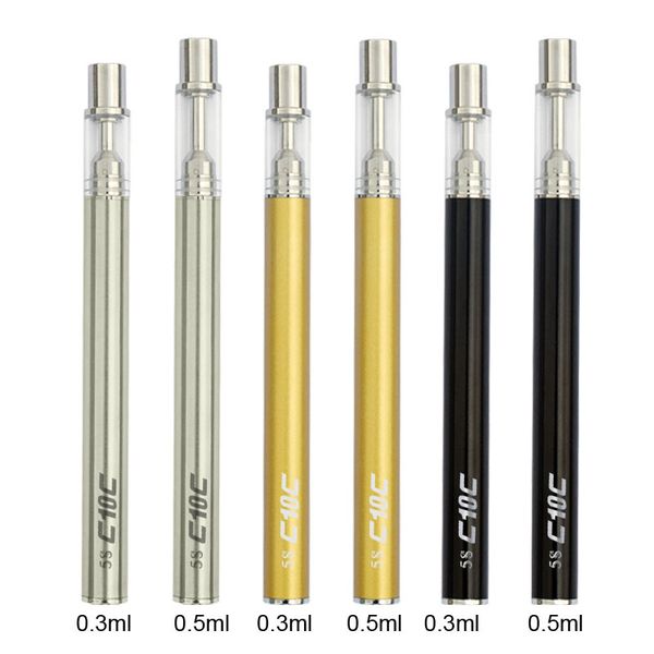 

0,3 мл Одноразовые электронные сигареты Kit 280mAh Батарея 0.5ml Пустые Vape Ручки Керамический картридж Coil 5S C10C Одноразовые испарители Для густого масла
