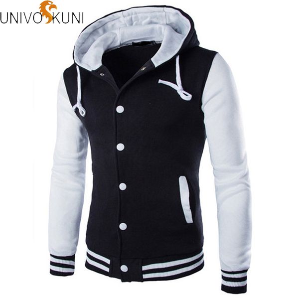 

univos kuni 2018 new casual men hoodies longsleeve hit-color o-neck collar sportswear hoody sweatshirts fashion men hoodies o523, Black