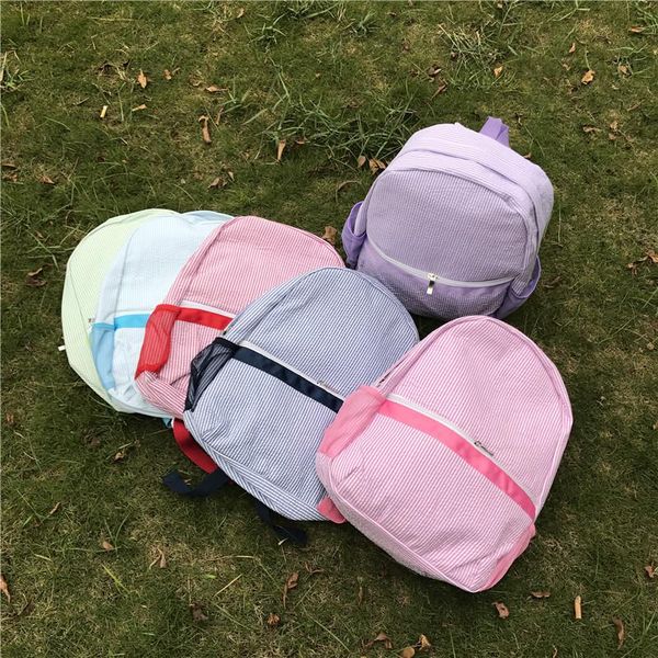 

ROYALBLANKS персонализировать Seersuker рюкзак розовый темно-фиолетовый светло-синий крас