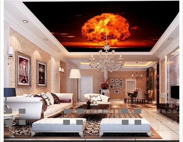 

3d wallpaper custom p ceiling mural wallpaper nuclear explosion red cool internet cafe living room zenith mural large starry wallpaper
