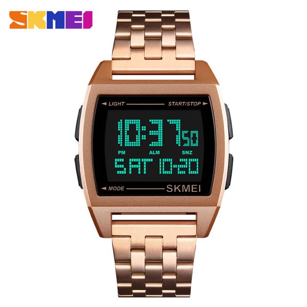 

skmei chronos countdown digital men sports watches steel men's waterproof led digital watch man relogio masculino, Slivery;brown