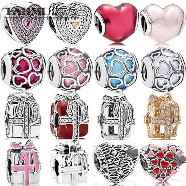 

fahmi 100% 925 sterling silver 1:1 charm openwork bow & clear sparkling red glittering blue opalescent encased pink encased burst of love, Black
