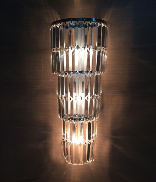 

Luxurious LED stainless steel crystal wall lamp corridor living room background wall lamp villa lobby wall lamp