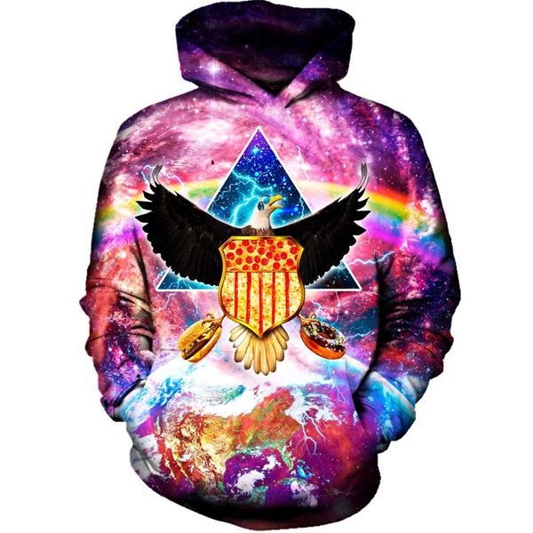 

new arrrval fashion men/women pizza hamburger donut eagle funny 3d printed crewneck sweatshirt hoodies fashion casual hoodies h203, Black