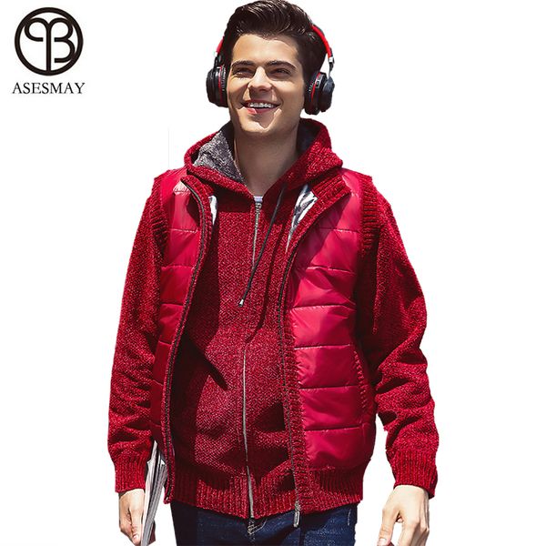 

asesmay new stylish autumn winter vest men hood warm sleeveless jacket waistcoat men's vest fashion casual coats, Black;white