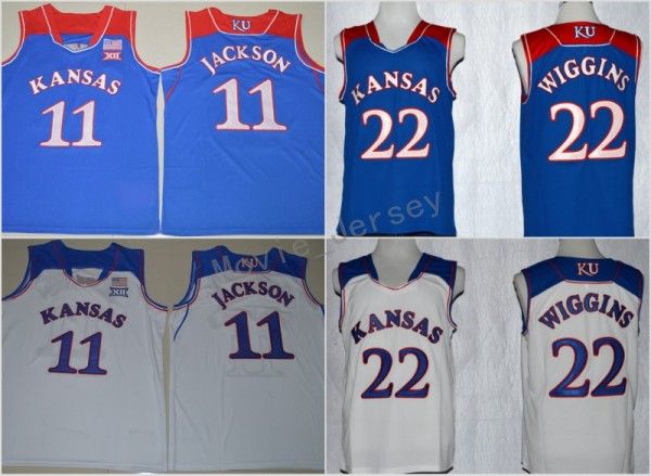 

Kansas Jayhawks Jerseys 2018 College Josh 11 Jackson Jersey Andrew 22 Wiggins Blue White Team Home Fashion Pure Cotton Breathable Quality